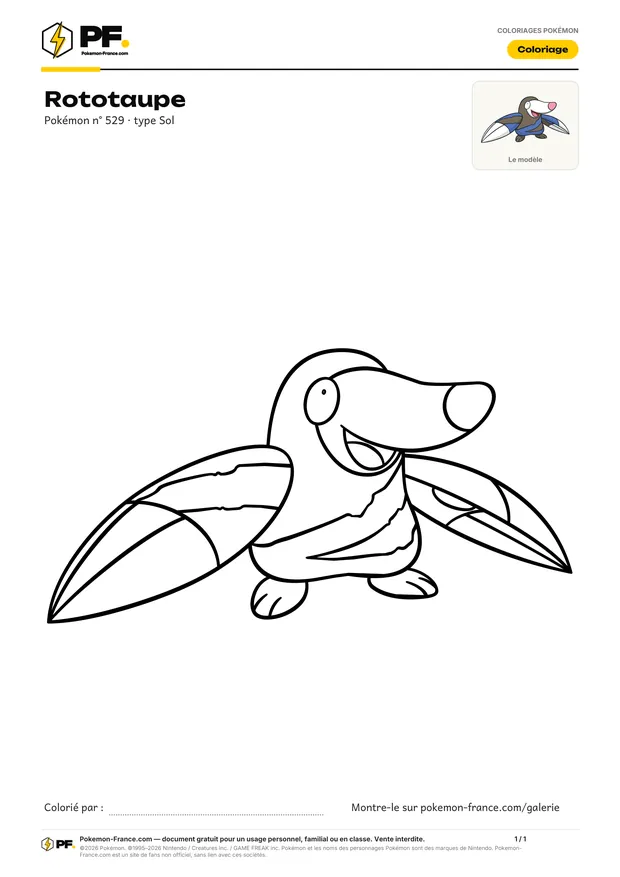 Coloriage Rototaupe à imprimer au format A4