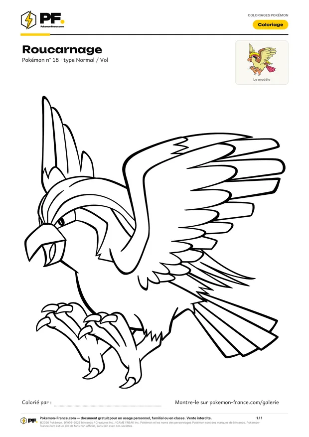 Coloriage Roucarnage à imprimer au format A4