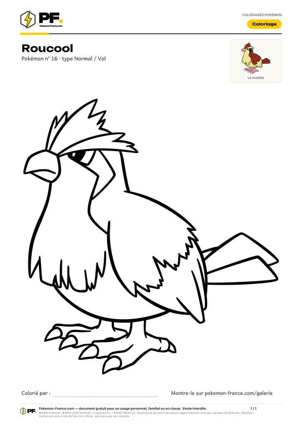 Coloriage Roucool à imprimer au format A4