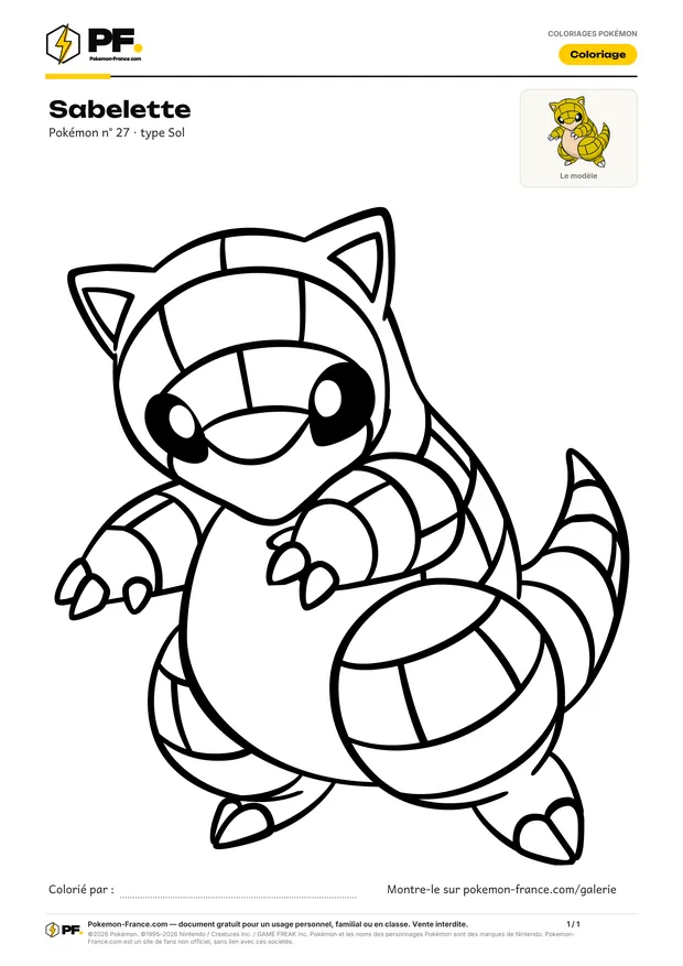 Coloriage Sabelette à imprimer au format A4