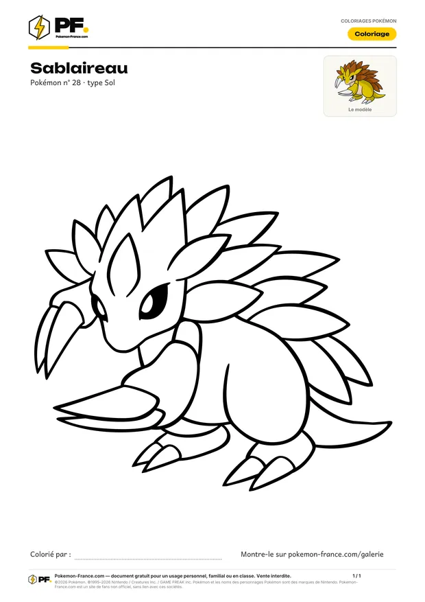 Coloriage Sablaireau à imprimer au format A4