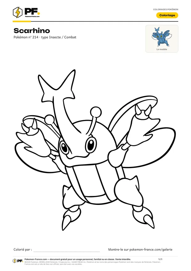 Coloriage Scarhino à imprimer au format A4
