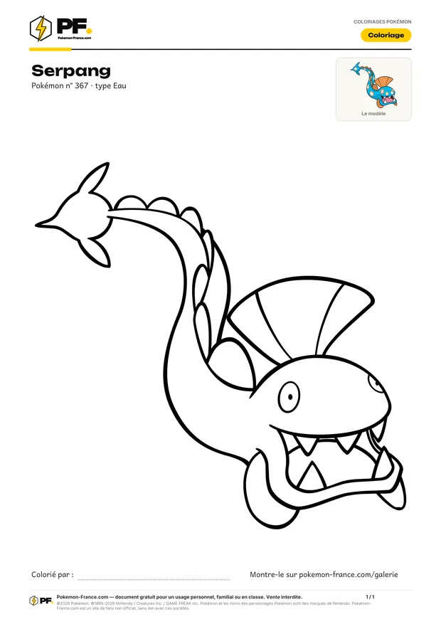Coloriage Serpang à imprimer au format A4