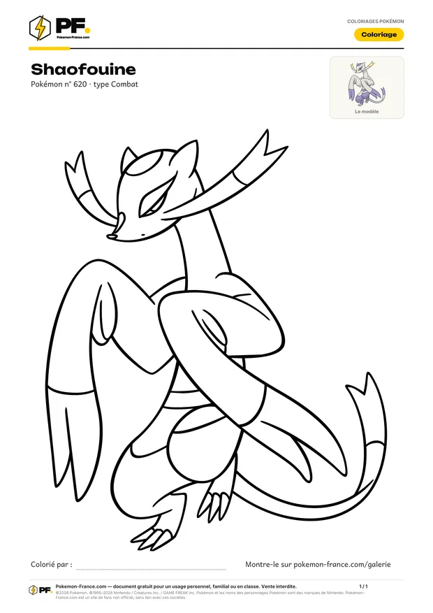 Coloriage Shaofouine à imprimer au format A4
