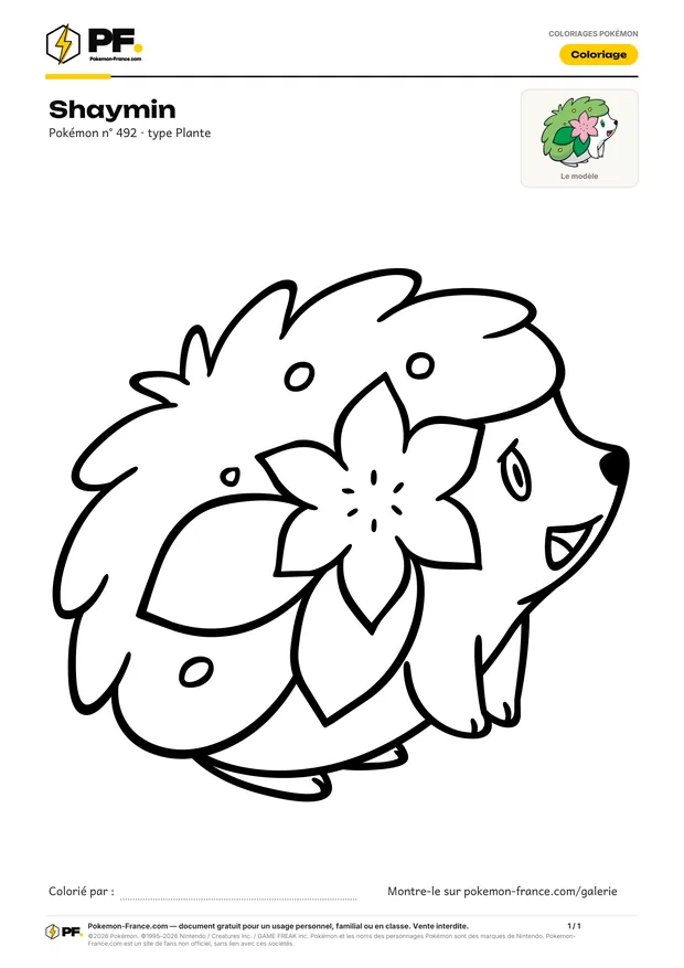 Coloriage Shaymin à imprimer au format A4