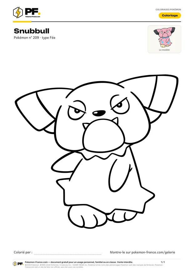 Coloriage Snubbull à imprimer au format A4