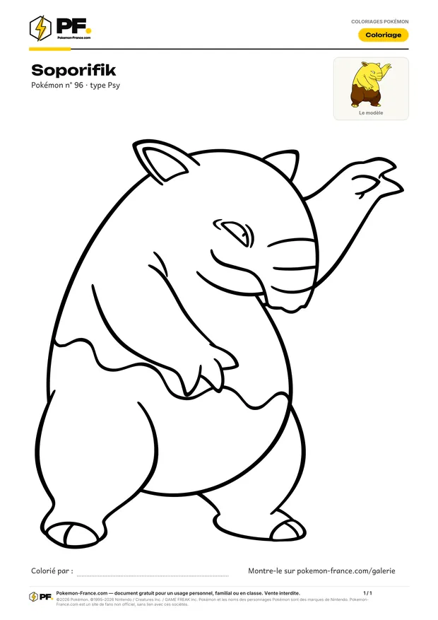Coloriage Soporifik à imprimer au format A4