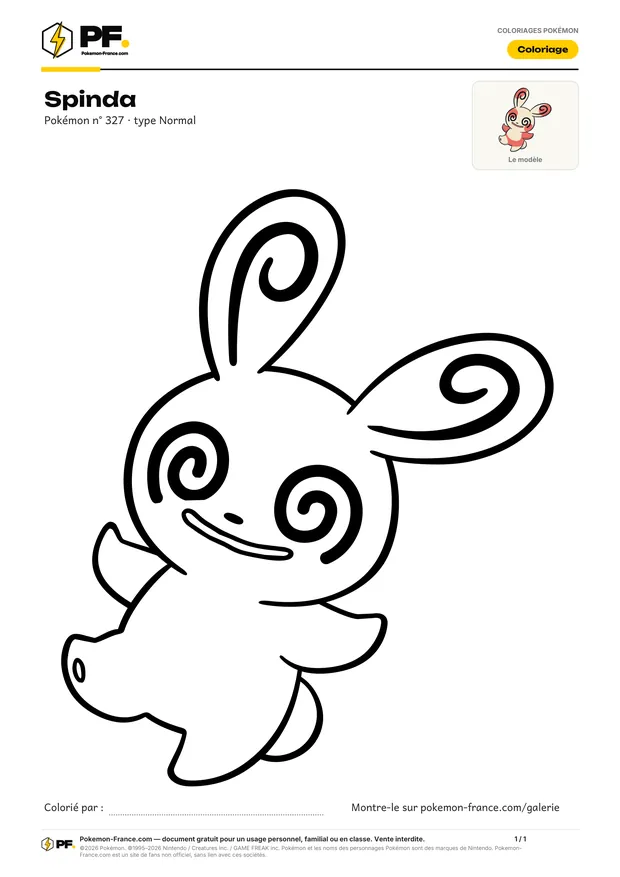 Coloriage Spinda à imprimer au format A4