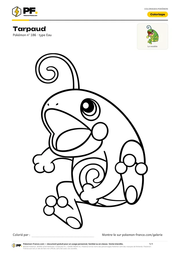 Coloriage Tarpaud à imprimer au format A4