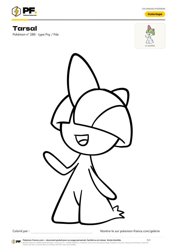 Coloriage Tarsal à imprimer au format A4