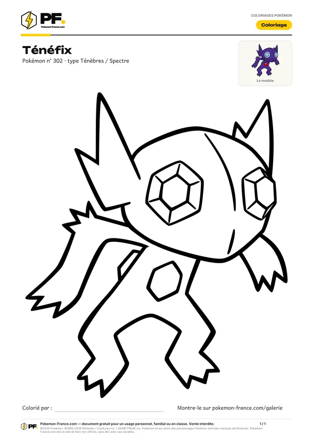 Coloriage Ténéfix à imprimer au format A4