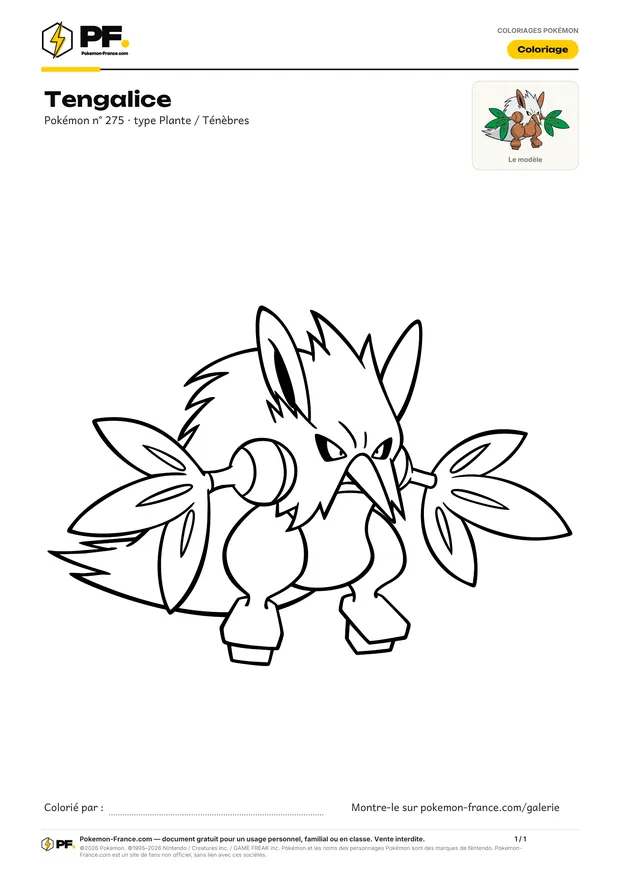 Coloriage Tengalice à imprimer au format A4