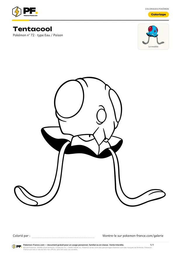 Coloriage Tentacool à imprimer au format A4