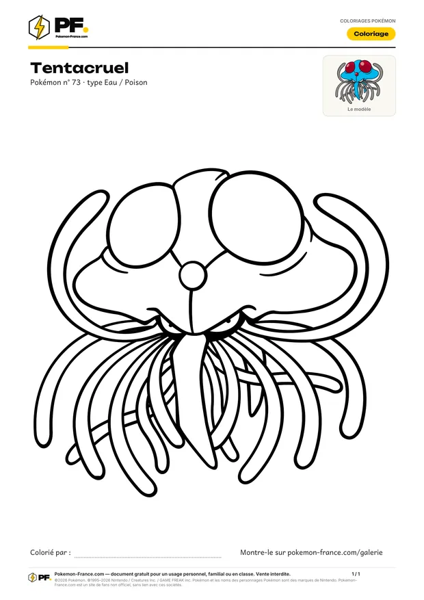 Coloriage Tentacruel à imprimer au format A4