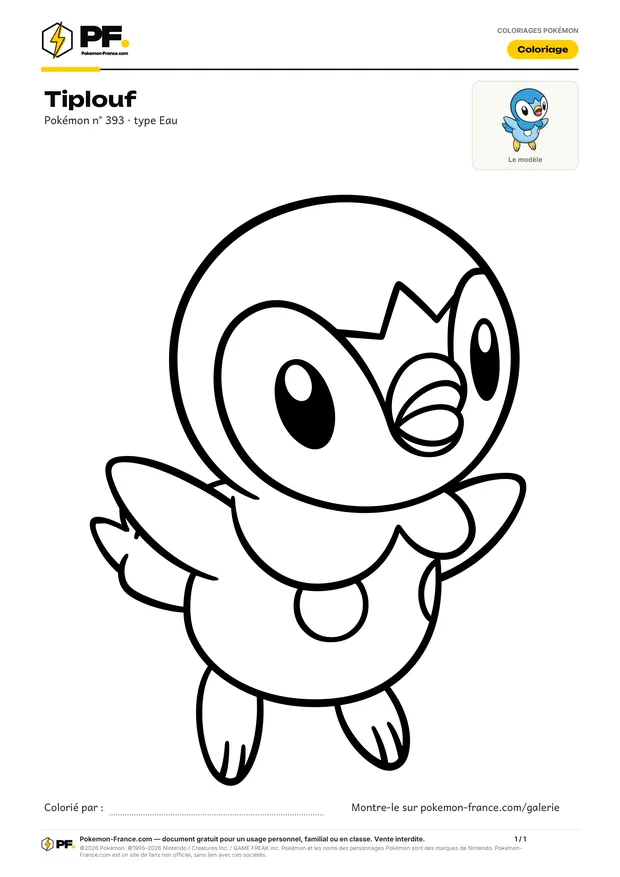 Coloriage Tiplouf à imprimer au format A4