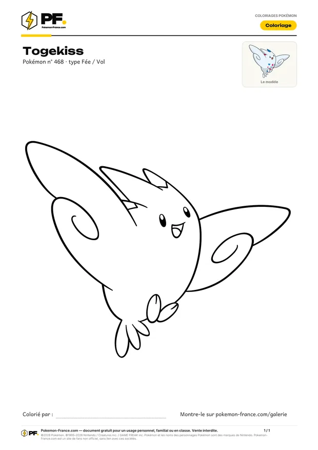 Coloriage Togekiss à imprimer au format A4