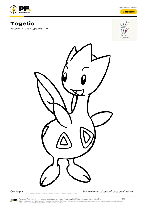 Coloriage Togetic à imprimer au format A4
