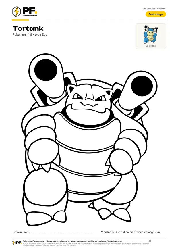 Coloriage Tortank à imprimer au format A4