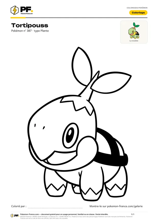 Coloriage Tortipouss à imprimer au format A4