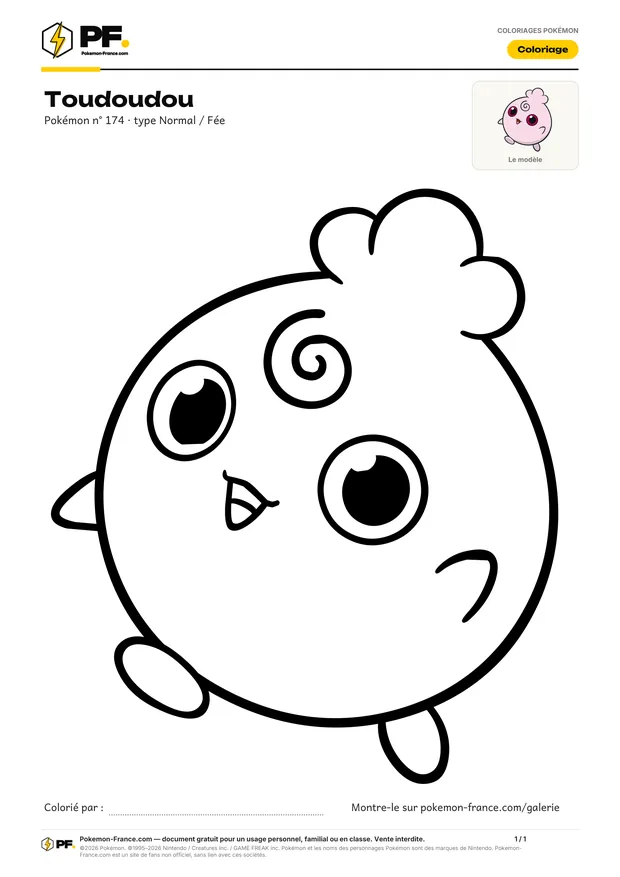 Coloriage Toudoudou à imprimer au format A4