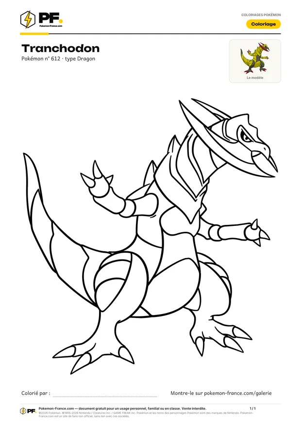 Coloriage Tranchodon à imprimer au format A4