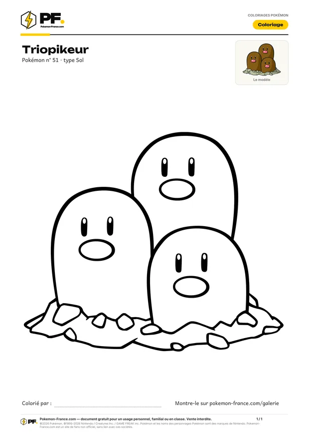 Coloriage Triopikeur à imprimer au format A4