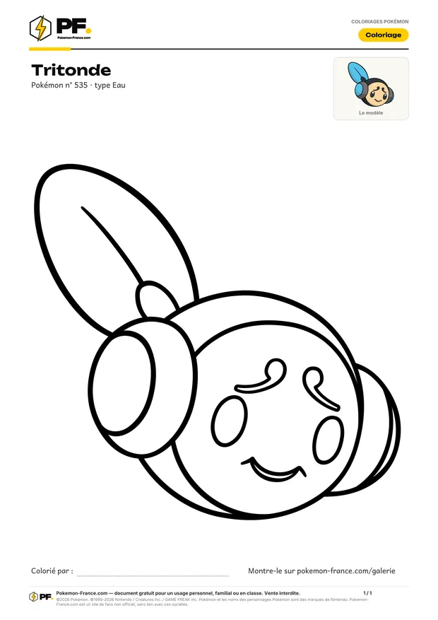 Coloriage Tritonde à imprimer au format A4