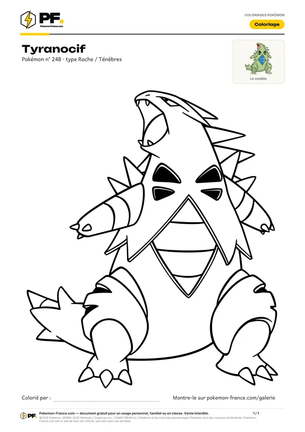 Coloriage Tyranocif à imprimer au format A4