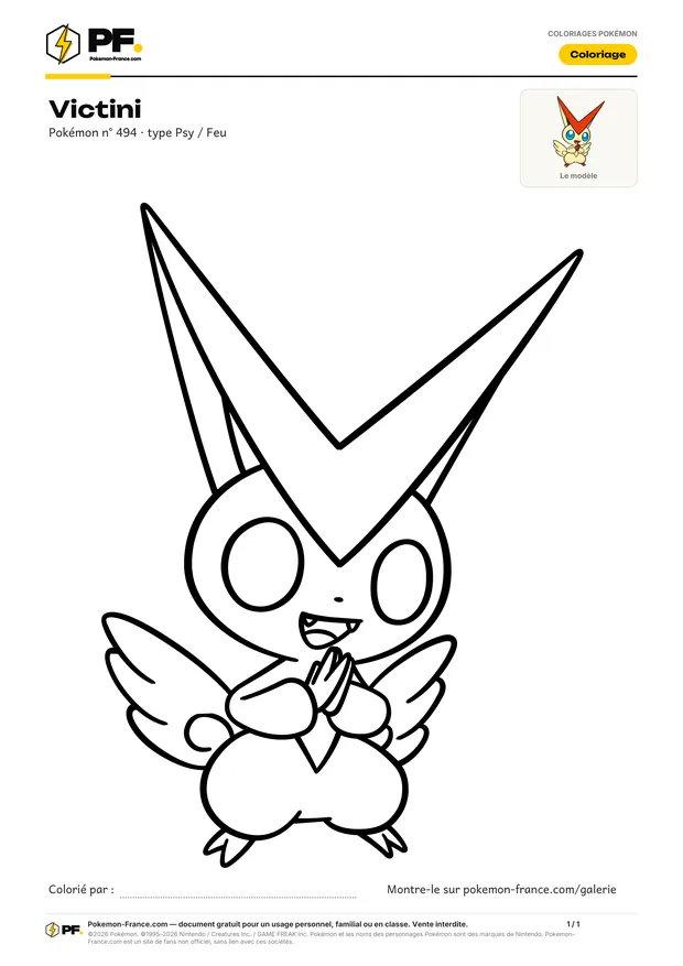 Coloriage Victini à imprimer au format A4