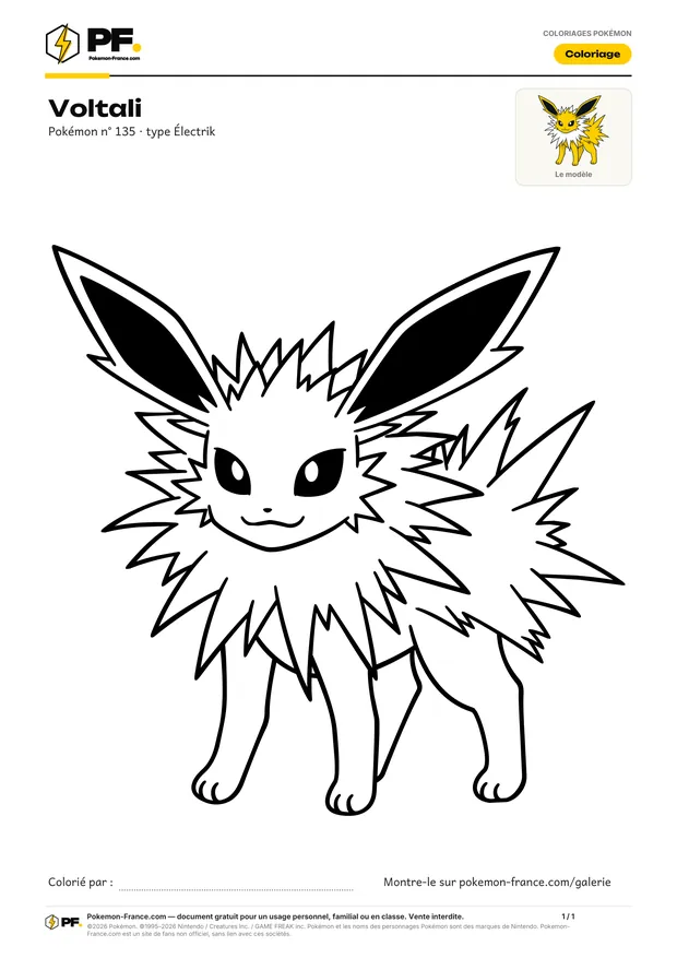 Coloriage Voltali à imprimer au format A4