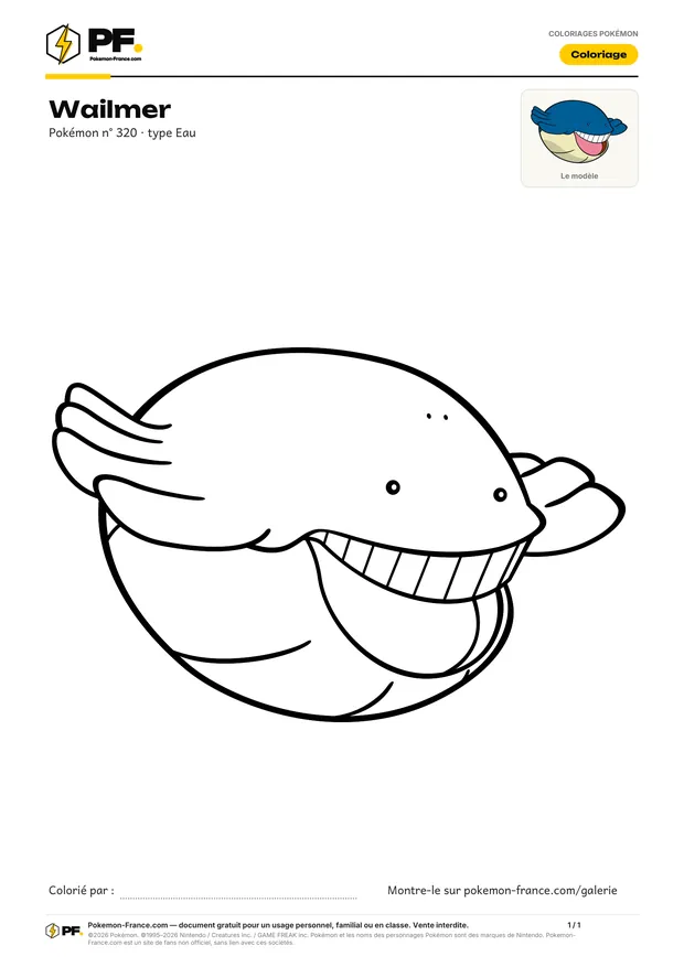 Coloriage Wailmer à imprimer au format A4