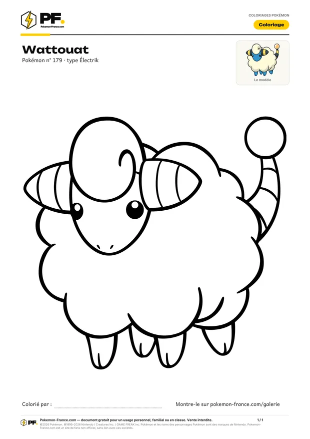 Coloriage Wattouat à imprimer au format A4