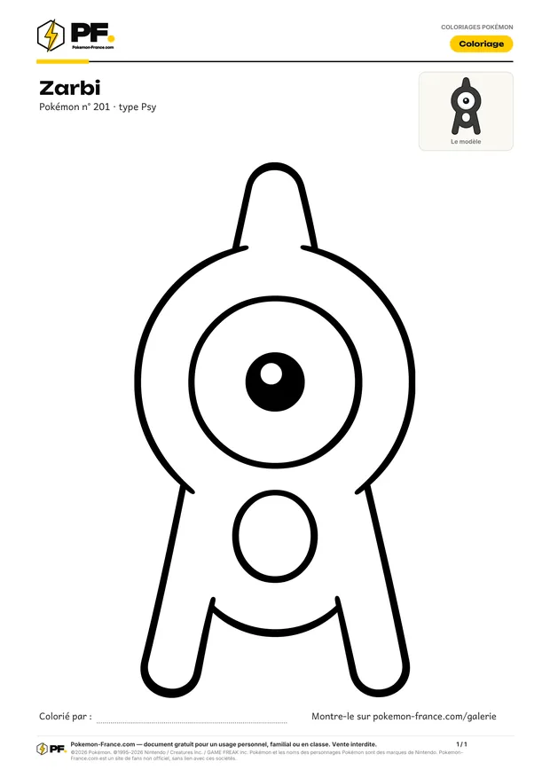 Coloriage Zarbi à imprimer au format A4