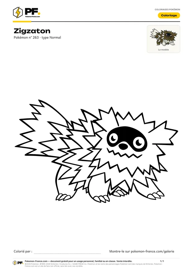 Coloriage Zigzaton à imprimer au format A4