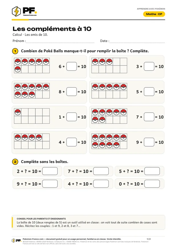 Aperçu de la première page : Les compléments à 10