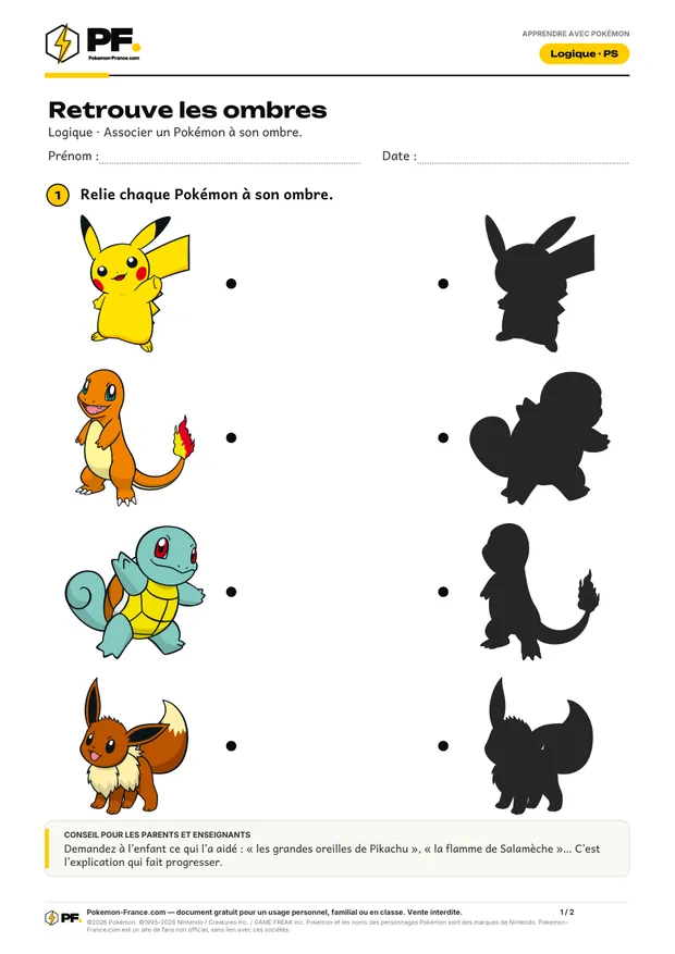 Aperçu de la première page : Retrouve les ombres (4 Pokémon)