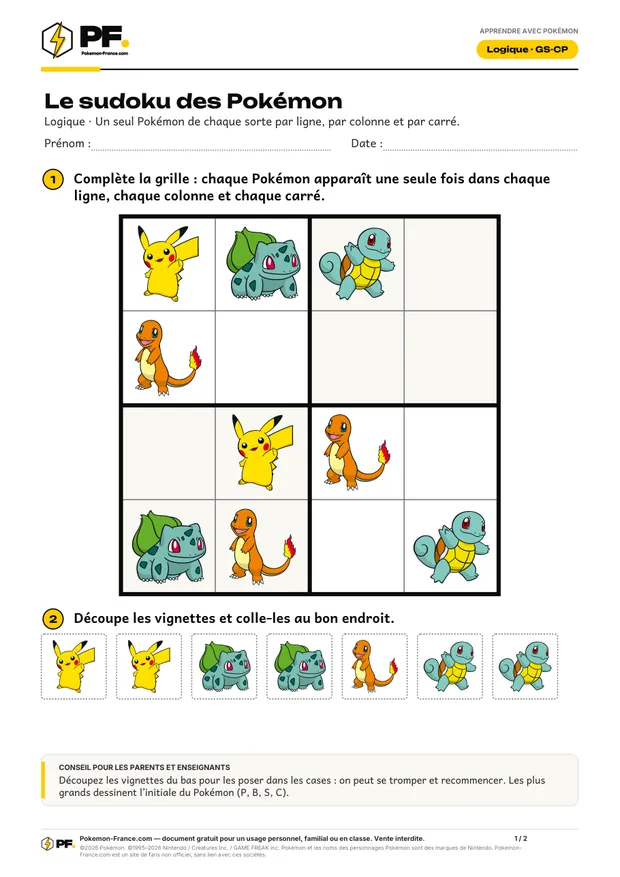 Aperçu de la première page : Le sudoku des Pokémon
