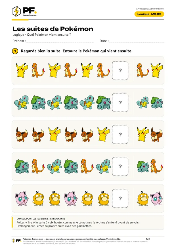 Aperçu de la première page : Les suites de Pokémon