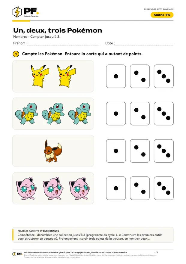 Aperçu de la première page : Un, deux, trois Pokémon