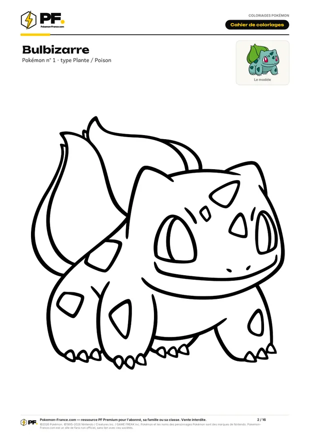 Aperçu de la première page : Cahier de coloriages : Les Pokémon de départ