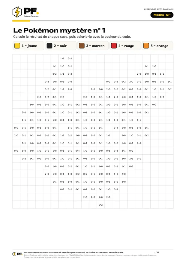 Aperçu de la première page : Coloriages magiques en pixel art : additions (CP)