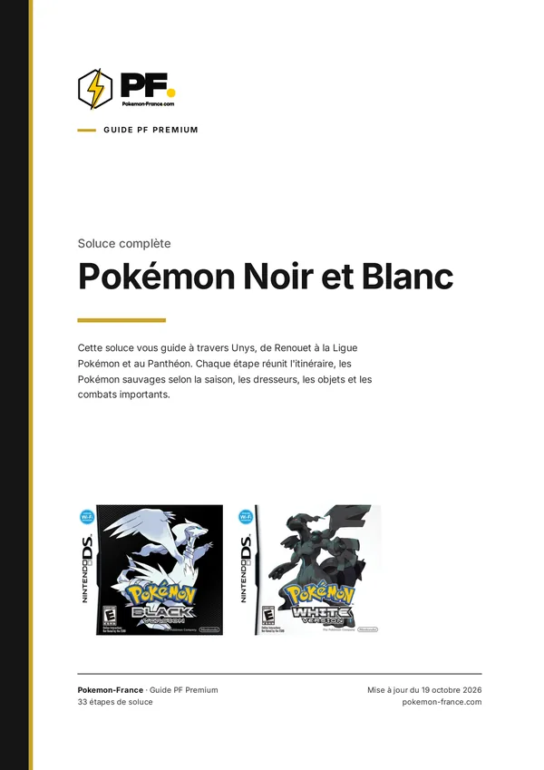 Couverture de la soluce PDF de Pokémon Noir et Blanc
