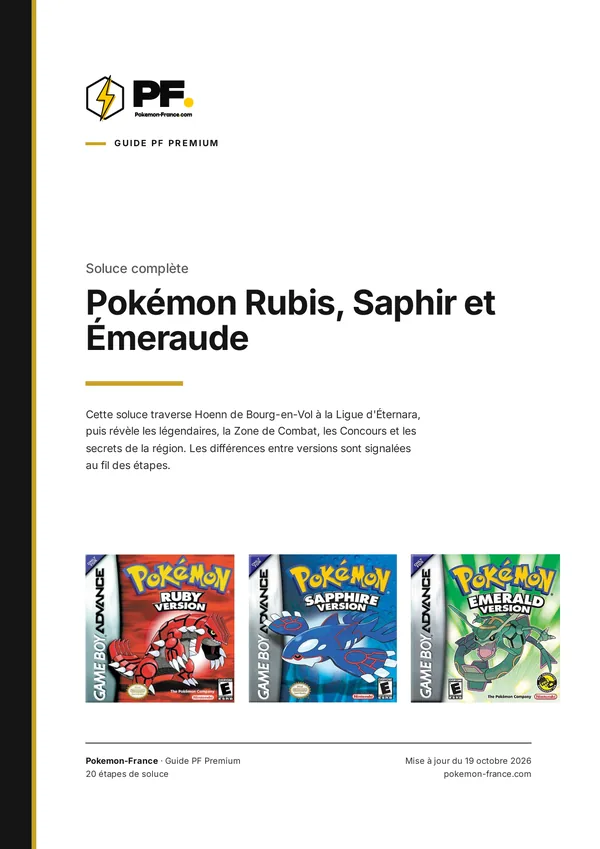 Couverture de la soluce PDF de Pokémon Rubis, Saphir et Émeraude