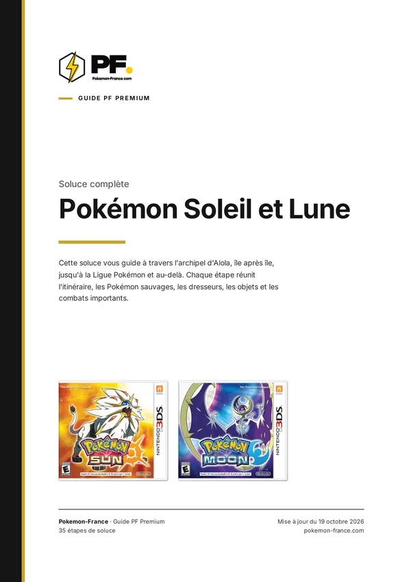 Couverture de la soluce PDF de Pokémon Soleil et Lune